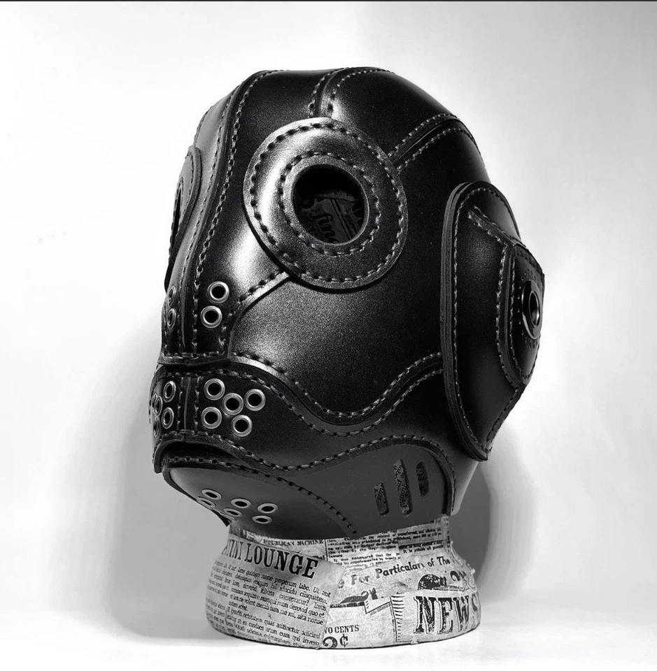 Leather Mask , Steampunk Mask, Dieselpunk Hood , Adult Handmade Mask - Image 4 of 4