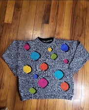 VTG 80's/90's Women Gitano oversized geometric knit sweater teacherart
