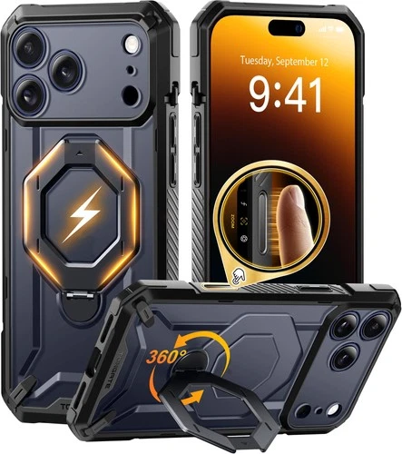 iPhone 17 Pro Case 360° Rotating Magnetic Stand with Military-Grade Protection