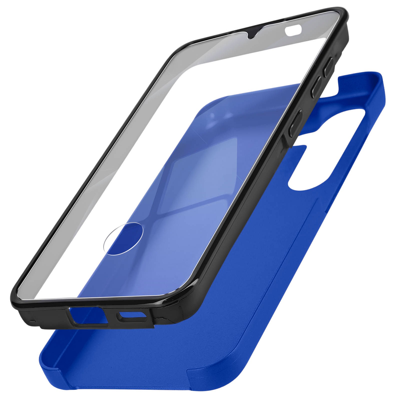 Coque 360 Galaxy S24 antichoc avec face avant souple tactile bleu