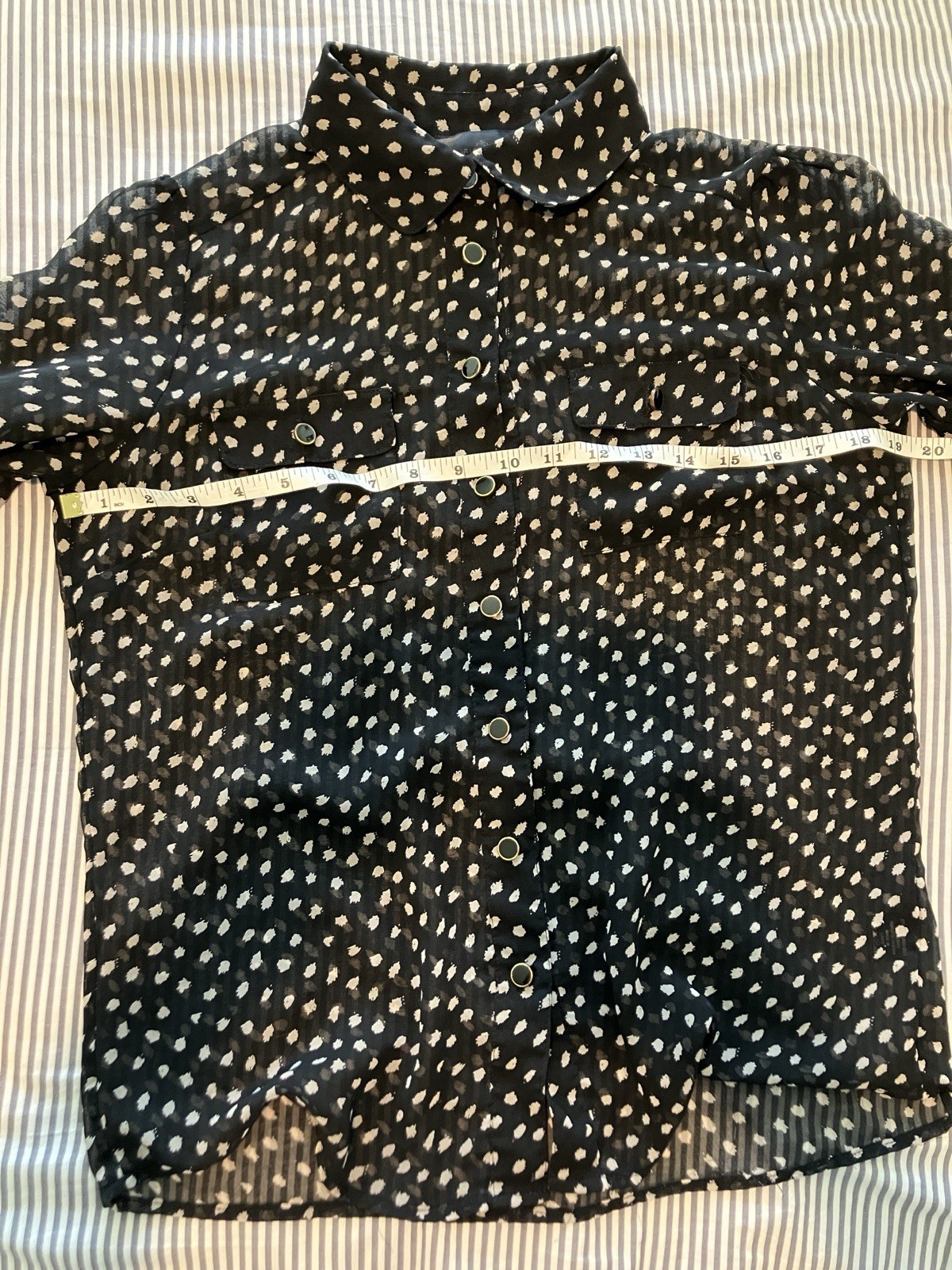 Iris Basic Black Sheet Blouse With White Polka Do… - image 6