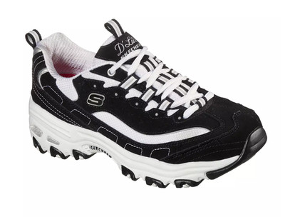 NEW 100% Skechers D'Lites Women s Sneakers Black White Nubuck Memory Foam