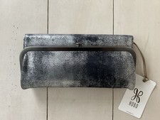 NWT HOBO RACHEL Leather Continental Wallet RP $168 Blue Pewter Metallic
