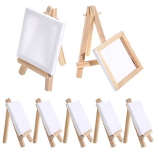 12 Sets Wooden Easel Kids Canvas Painting Stand Child Mini Canvases Tiny Kit