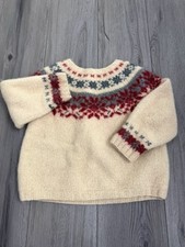 Vintage 1990s Eddie Bauer Fair Isle Wool Chunky Oversized Sweater Sz M