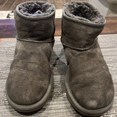 Ugg Classic Mini II 5854 Gray Suede Round Toe Pull-On Ankle Boots Womens 6