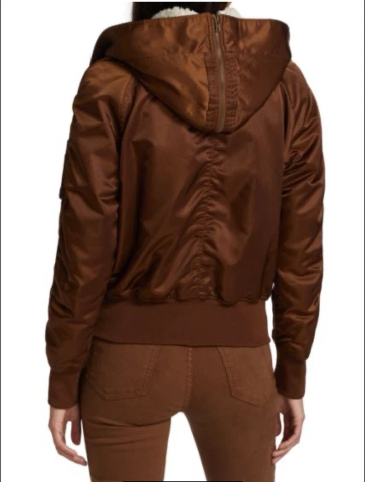 Moletom com capuz Mother feminino tamanho pequeno The Puffer com zíper sentimentos quentes Shearling Bomber - Imagem 2 de 4