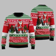 Santa Playing Golf Ugly Xmas Sweater