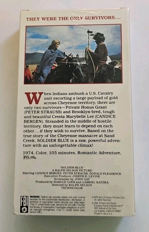 Soldier Blue VHS SEALED Watermarks Embassy Candice Bergren Peter Strauss VTG - Image 3 of 4