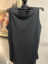 Quince Sleeveless Crewneck Jersey Knit Tunic Black Size XS Casual Chic Stretch