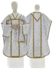 White St. Philip Neri Chasuble with stole Vestment Casula Bianca Kasel F068B39n