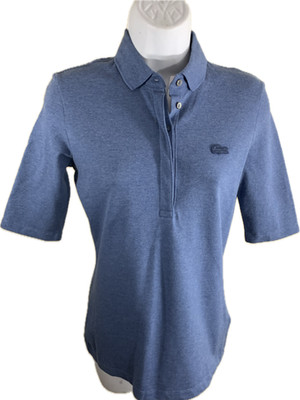 Lacoste Womens Stretch Pique 3/4 Sleeve Slim Fit Polo Shirt Blue SVR 36/4 NWT
