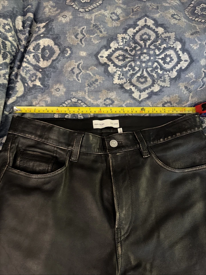H&M Atelier Men’s Vegan Leather Pants In Black Size 34x30 - Image 2 of 4
