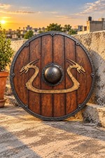 Wooden Viking Shield, Norse Warrior Round Shield, Medieval Viking Shield, Snake