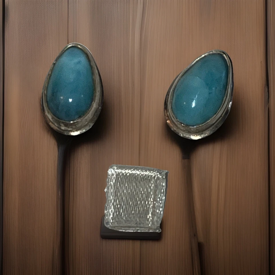 Ларимар серебро .925 4шт ювелирный набор серьги ожерелье кольцо браслет - Изображение 4 из 4