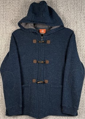 Merrell Toggle Duffle Jacket Wool Blend Hooded Fleece Lined Coat Blue S