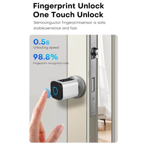 Tuya Smart Door Lock Cylinder Fingerprint Password Card APP Unlock+Keys 60~90mm. - Bild 10 von 18