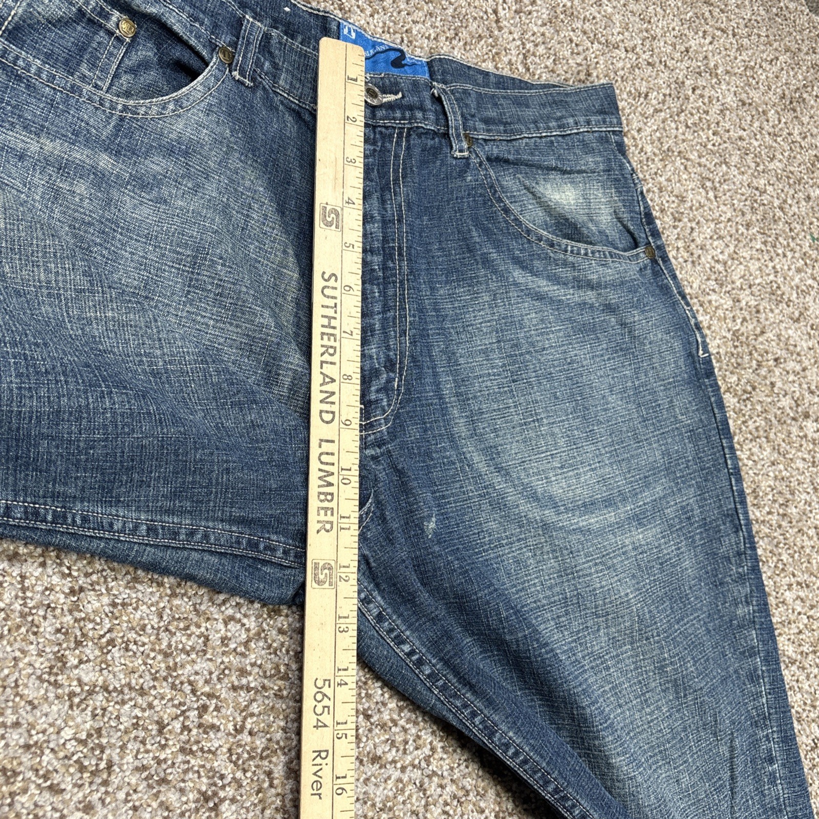 Tank Jeans Mens 34x32 Vintage Skater Hip-Hop Baggy Y2k Blue Denim 33x31 - View 9