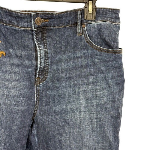 Chicos So Slimming Girlfriend Ankle Slim Leg Embroidered Jeans Stretch 2.5 / 14 - Picture 5 of 16