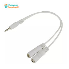 Electrovision 3.5mm Stereo Jack Headphone Splitter 1 Plug to 2 Sockets White A11