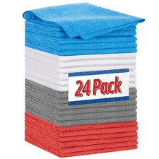 FIXSMITH Shop Towels, Microfiber Cleaning Cloth Bulk, 24 Pack 24PK, 4 Colors