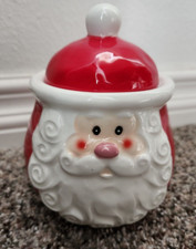 3D Santa w/ Lid storage Ceramic Canister Coffee Cocoa Tea Treats 10 oz