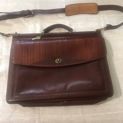 Jack Georges Vintage Leather Cognac Tuscany Executive Briefcase Excellent Co