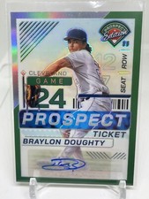 Braylon Doughty 2024 Panini Prospect Edition Baseball Green Holo Ticket Auto