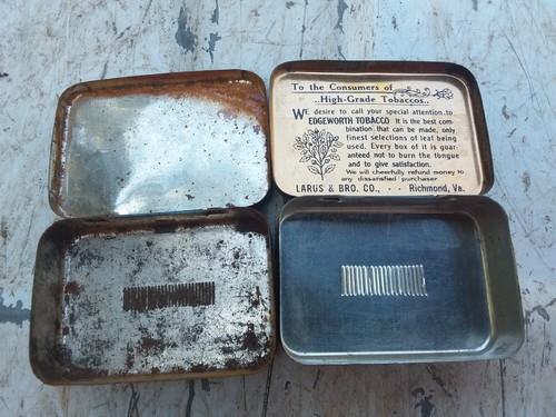 2 Vintage Edgeworth Plug Slice Pocket Tabakdosen Werbung Deko Sammeln Rauch - Bild 3 von 4
