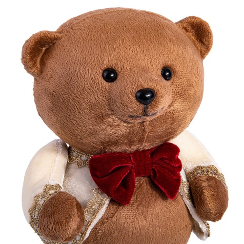10" Brown & Gold Bear Christmas Decoration, Tree Figurine, Christmas Bear Doll - Picture 3 of 5