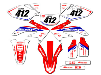 2005-2007 CRF 450 X BINARY Red Senge Graphics Kit Compatible with Honda