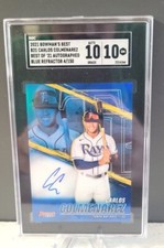 2021 Bowman’s Best Carlos Colmenarez Blue Refractor Auto 4/150 Rays SGC 10