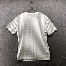 Banana Republic Eco Premium Wash T-Shirt Mens M White/Navy Striped Cotton Blend