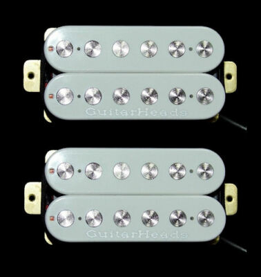 Guitar Parts GUITARHEADS PICKUPS FAT POLE HUMBUCKER - Bridge Neck SET 2 - WHITE