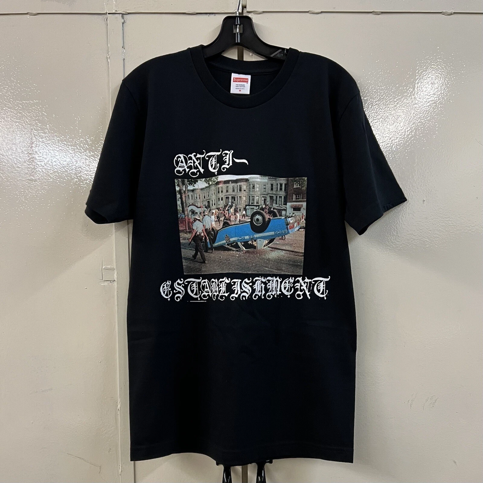 T shirt noir FW13 Supreme ANTI ESTABLISHMENT taille M Medium 2013
