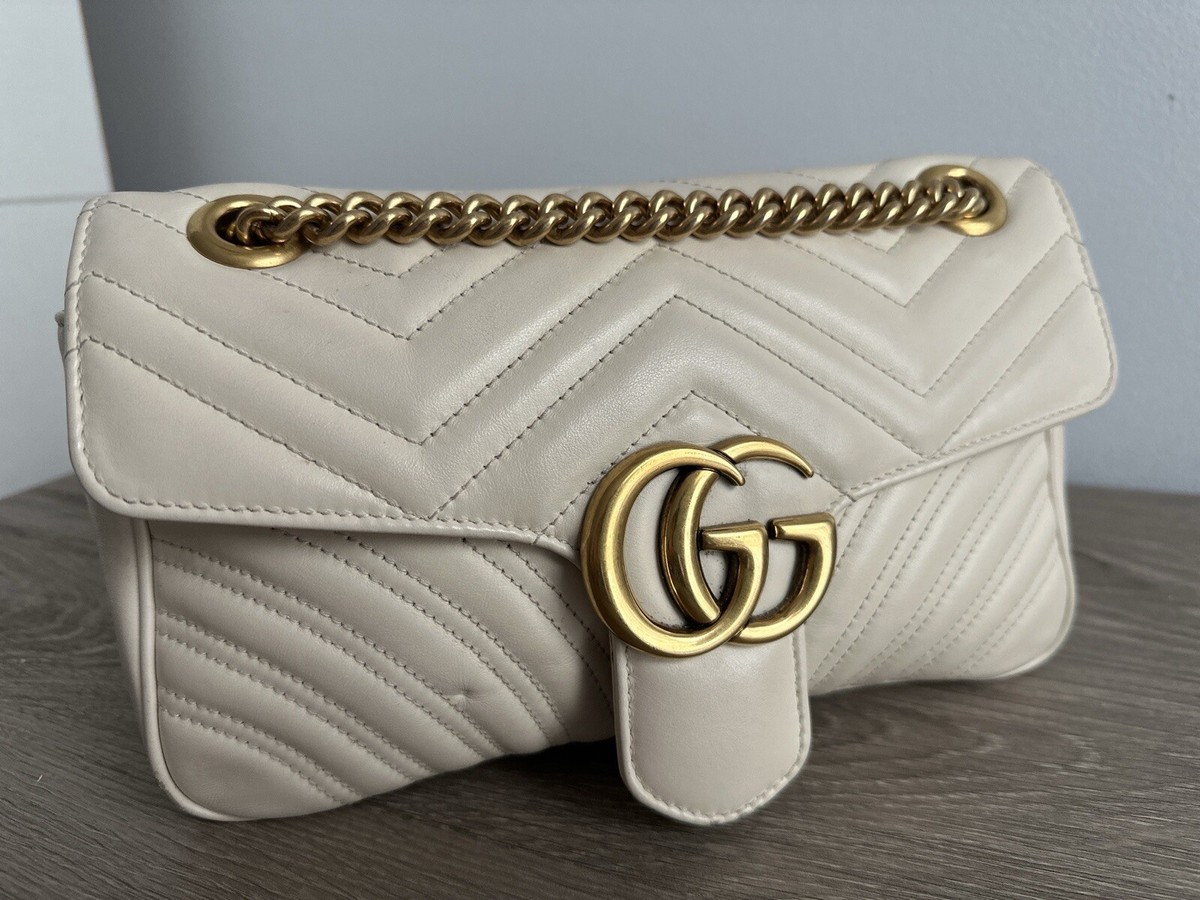 Authentic Gucci Marmont Small Ivory Shoulder Bag