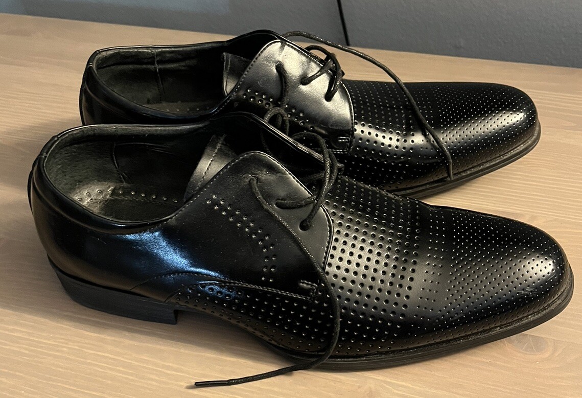 SAOLA Scarpe da uomo Stacy Adams nere punta piatta in pelle derby gramercy 8 5 M