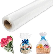 Premium 3mm Thick Clear Cellophane Wrap Roll | 31.5" x 200ft Unfolded Folded ...