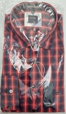 OLYMP CASUAL RED BLUE CHECK XL SHIRT CASUAL FIT LONG SLEEVE COTTON 43 - 44"