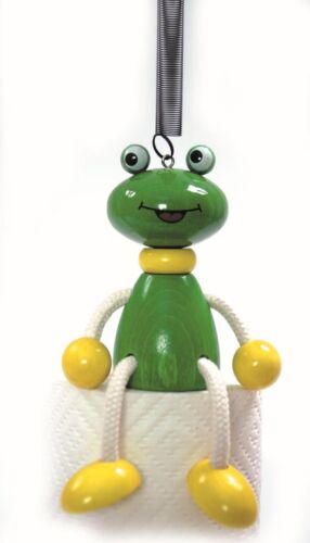 Wooden Toy Swinging Figure Frog Bxlxh 100x70x120mm New Figurine Spring Toys - Picture 1 of 1