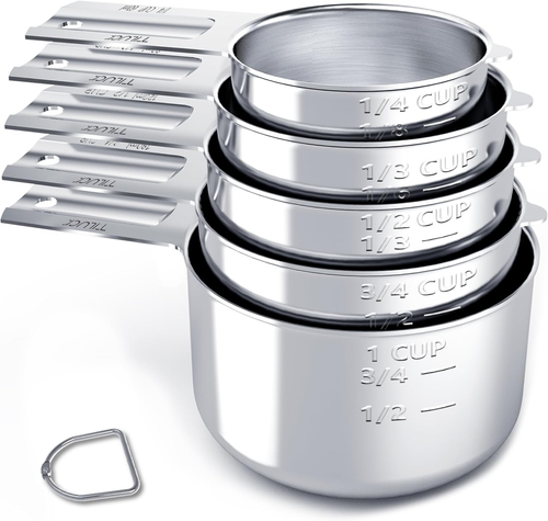 Juego de vasos medidores de acero inoxidable, aparatos de cocina para cocinar y hornear, juego de 5 - Imagen 8 de 12