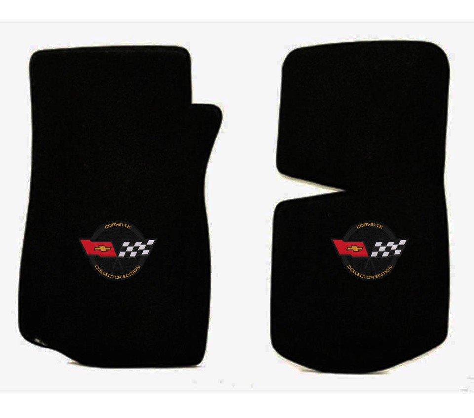 Lloyd Mats 1968-1982 Corvette C3 Black Carpet Floor Mats With Silver Stingray Logo – Front Set