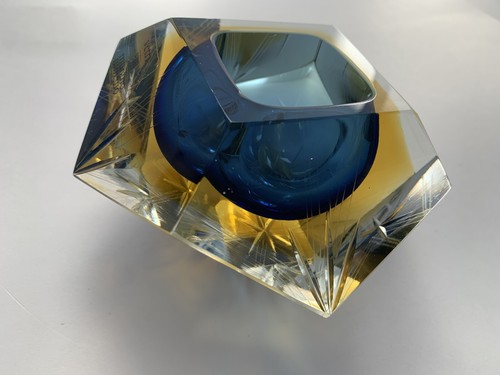 GLAS MURANO Flavio Poli ~ Untergetaucht Kobaltblau + Gold Aschenbecher Trinkset ITALIEN - Bild 12 von 24