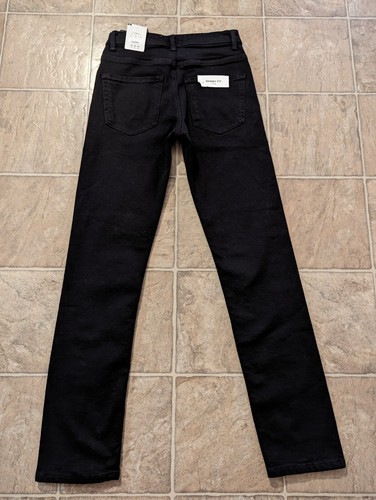 New Zara sz 30 Skinny Jeans black stretchy slit bottom front leg button fly 4812 - Picture 4 of 7
