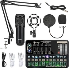 Home Studio Recording Kit Music Podcast Equipment Mixer Condenser Microphone NEW