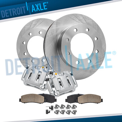 4WD Front Disc Rotors & Calipers + Brake Pads for Ford F-250 F-350 Super Duty
