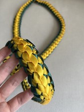 Hunter Green Yellow Double Ribbon Open Graduation Lei Custom order available