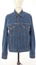 Levis Womens Denim Jacket Vintage Trucker Blue Dark Wash Patch Pockets Size S