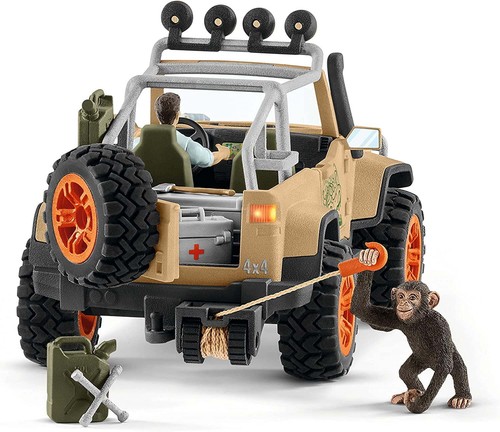 Schleich 42410 Wild Life Realistischer Schimpanse Jeep Truck & Ranger Figur 17 Teile - Bild 14 von 15