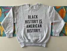 Black History Is American History Heather Gray Youth Small Crewneck Sweatshirt